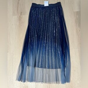 NWT Elegant Blue Silver Ombré Glitter Skirt S